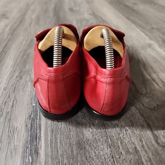 Zara Red Leather Loafers with Gold Hardware Women's Size 39 - Picture 2 of 7